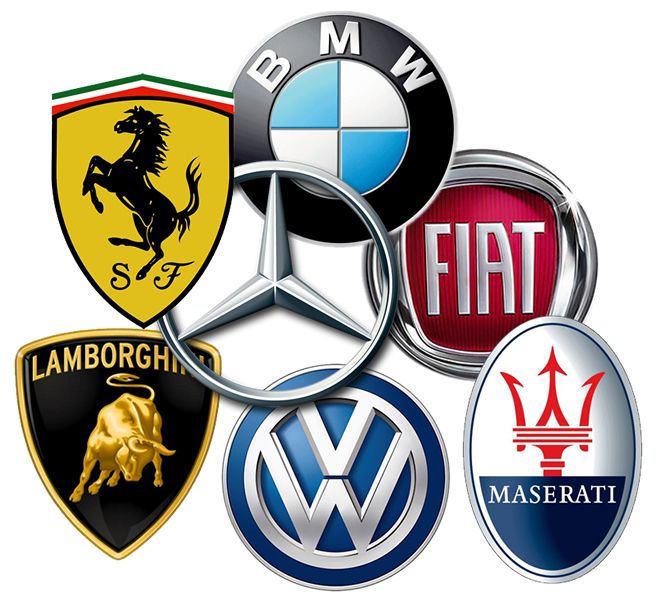 A collage of car logos